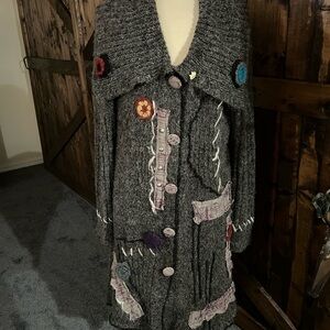 Unique Gray Knit Sweater with Colorful Accents Monroe & Main